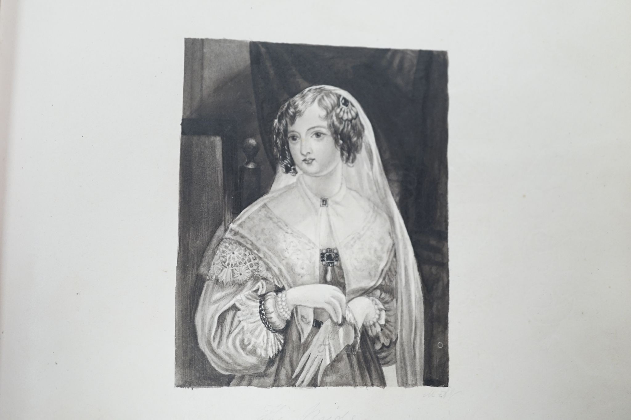 Mary Ann Vogan - an early 19th century album of 60 watercolours, pencil and ink drawings and engravings, including portraits, botanical specimens, land and seascapes, including 3 by R.C. Vogan, the front fly leaf inscrib